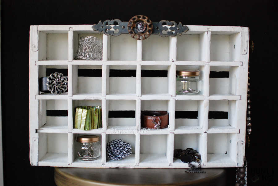 storing jewelry in a vintage crate