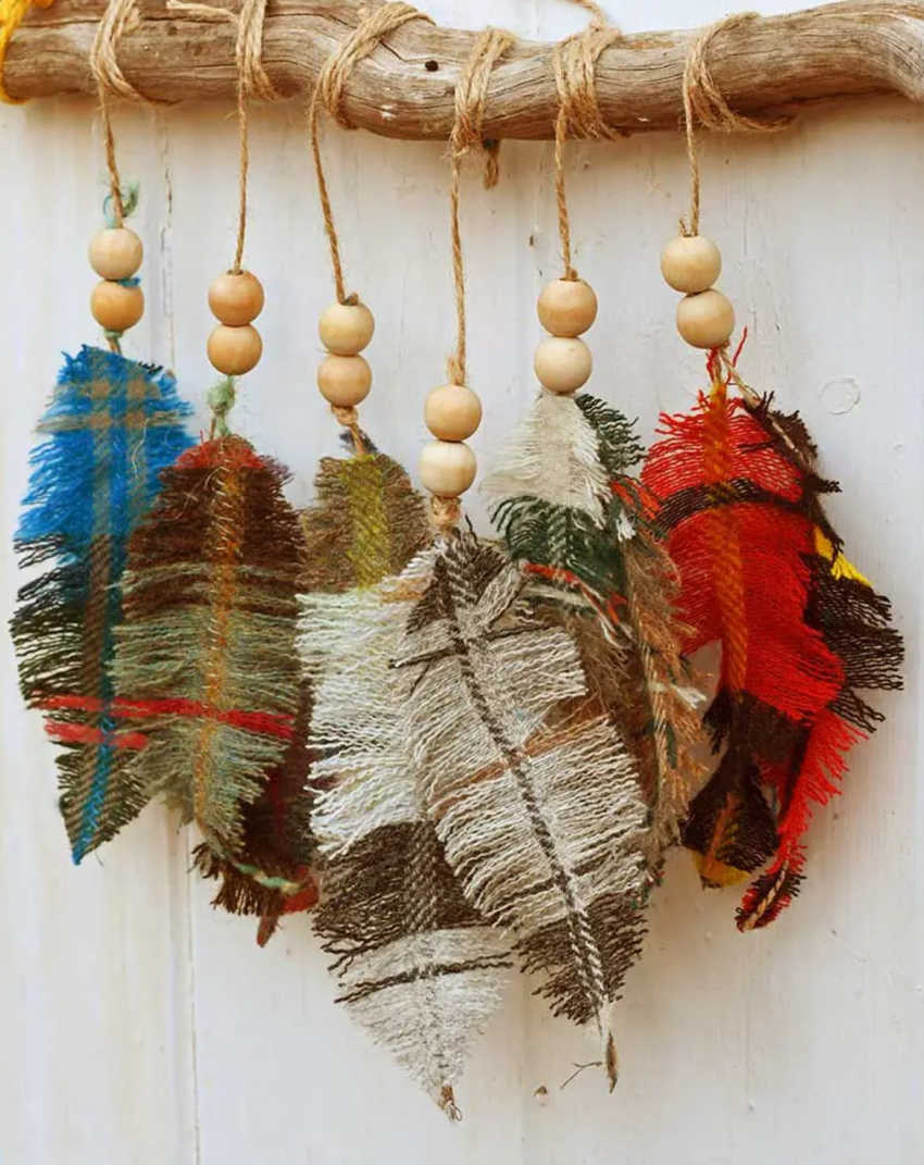 fabric feathers for fall decor