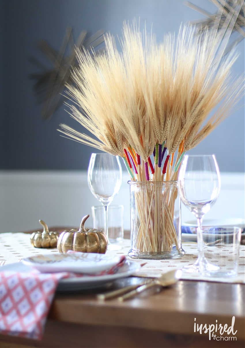 wheat sheafs wrapped in embroidery floss