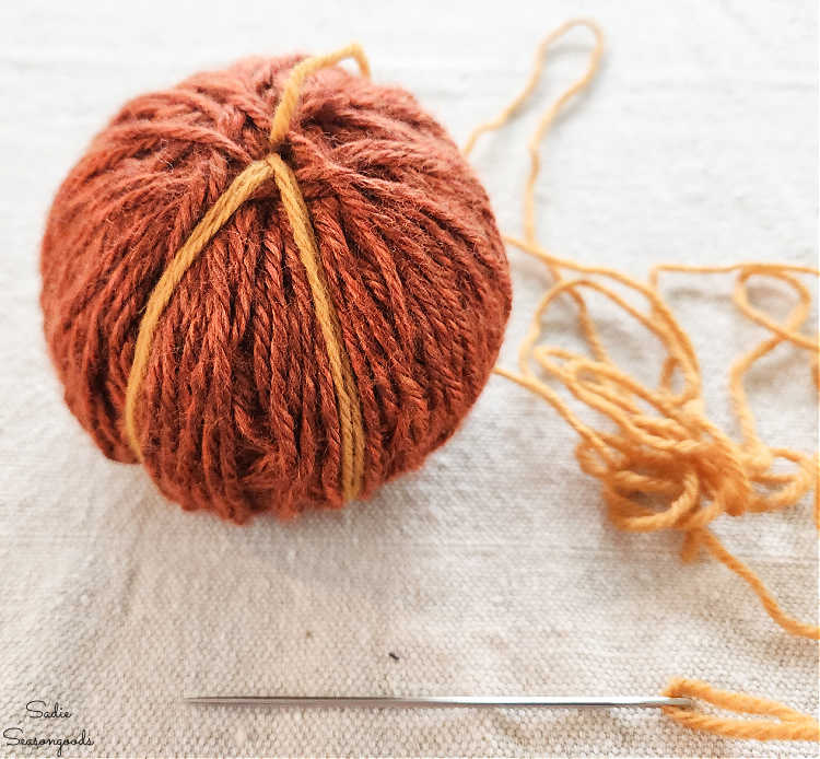 how to make a yarn ball pumpkin