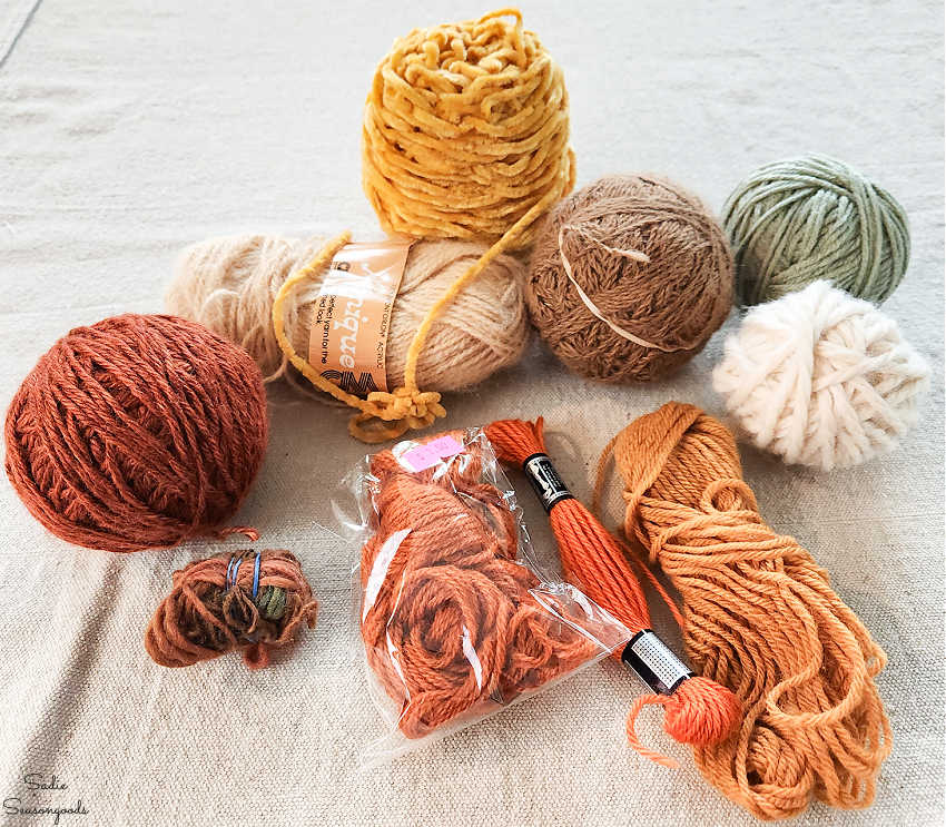 yarn scraps in fall colors