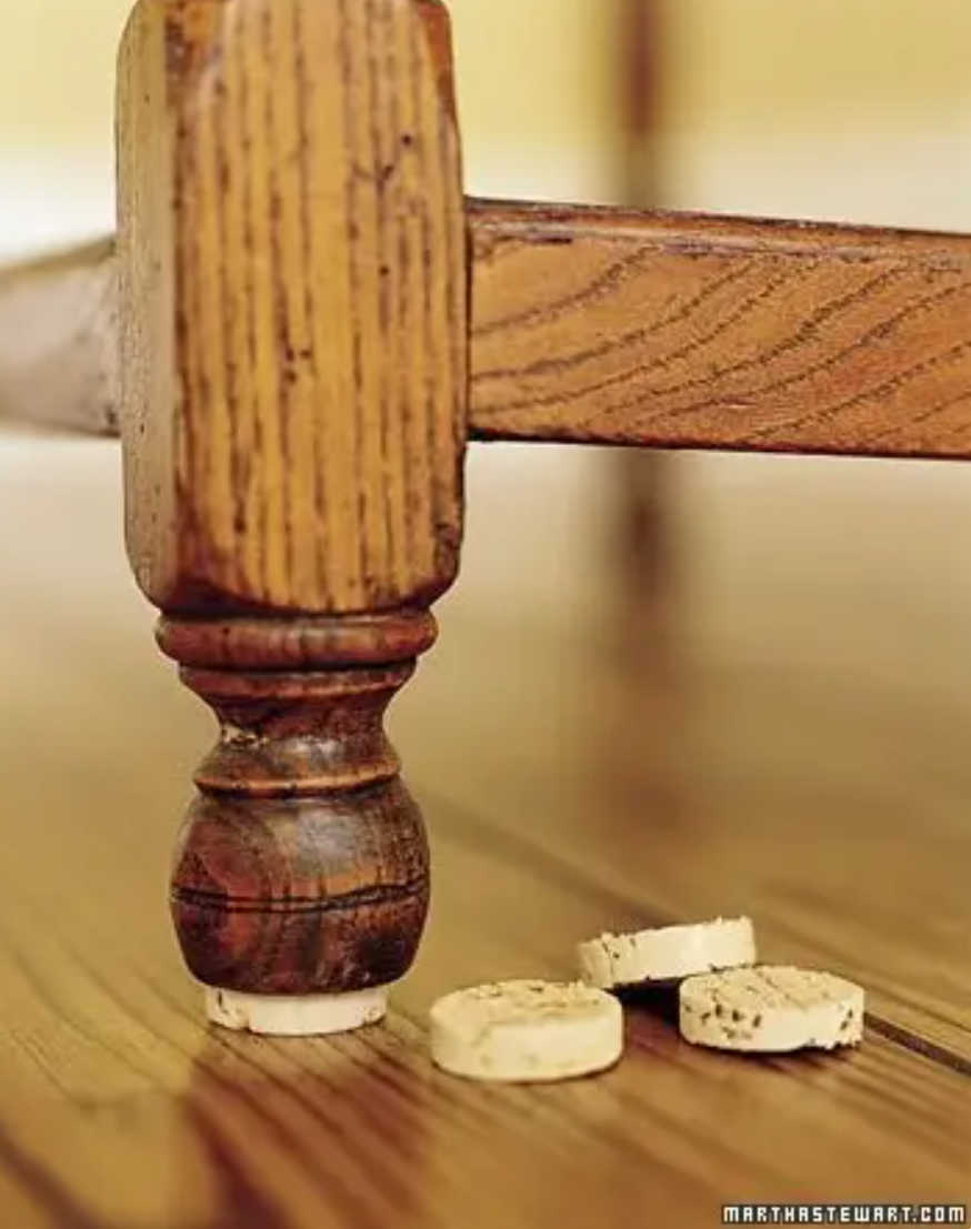 using cork under chair legs