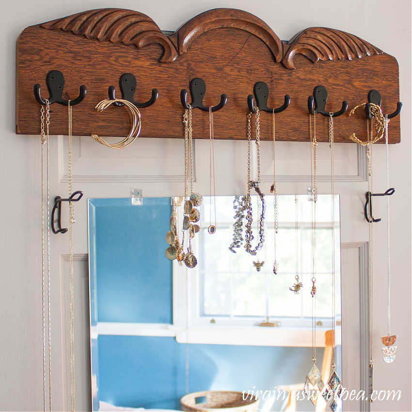 jewelry storage ideas with salvaged wood