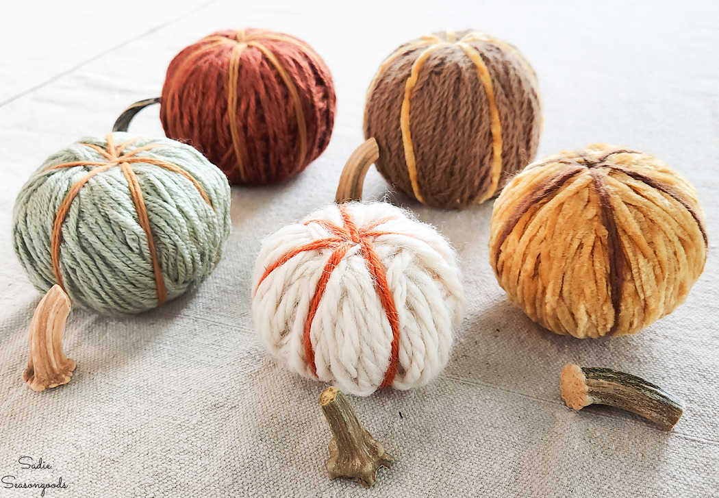 real dried pumpkin stems for yarn pumpkins