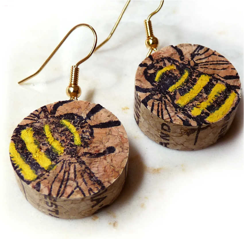 stamped cork earrings