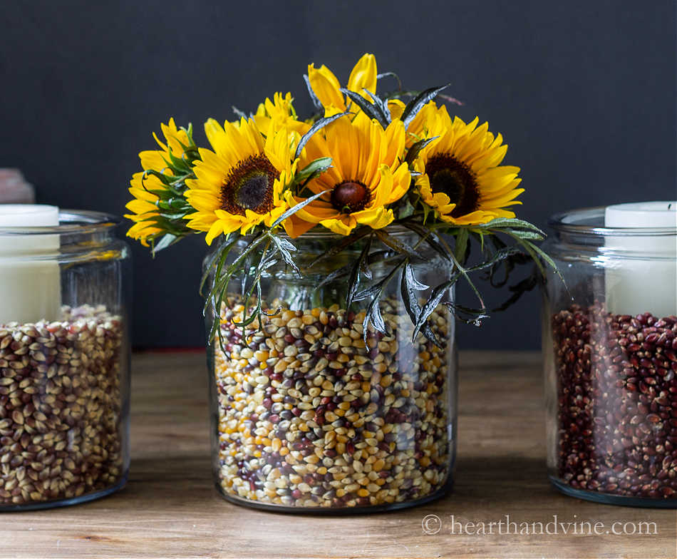 decorating for fall with apothecary jars