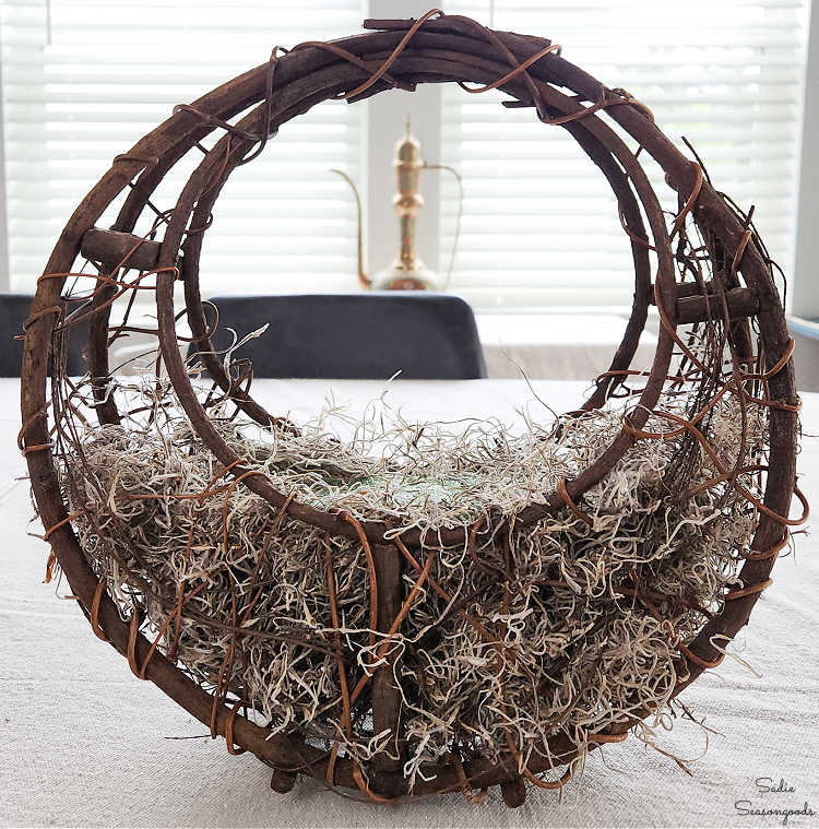 hiding floral foam with spanish moss