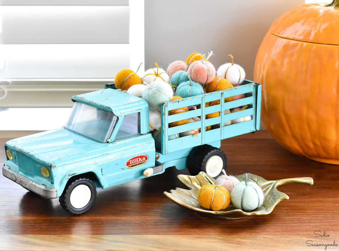 fall toy truck decor