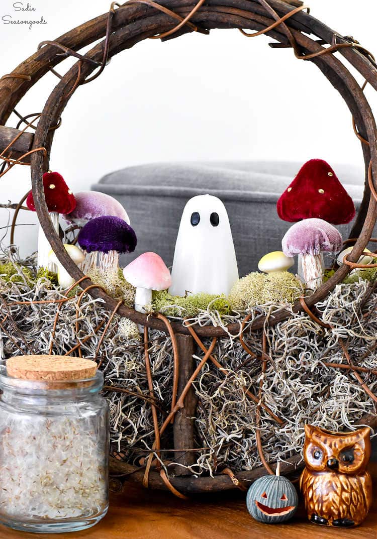 cottagecore ghost with mushrooms