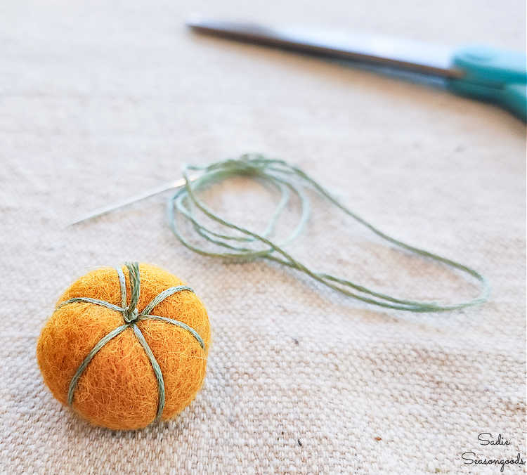 how to finish off a needle felted pumpkin
