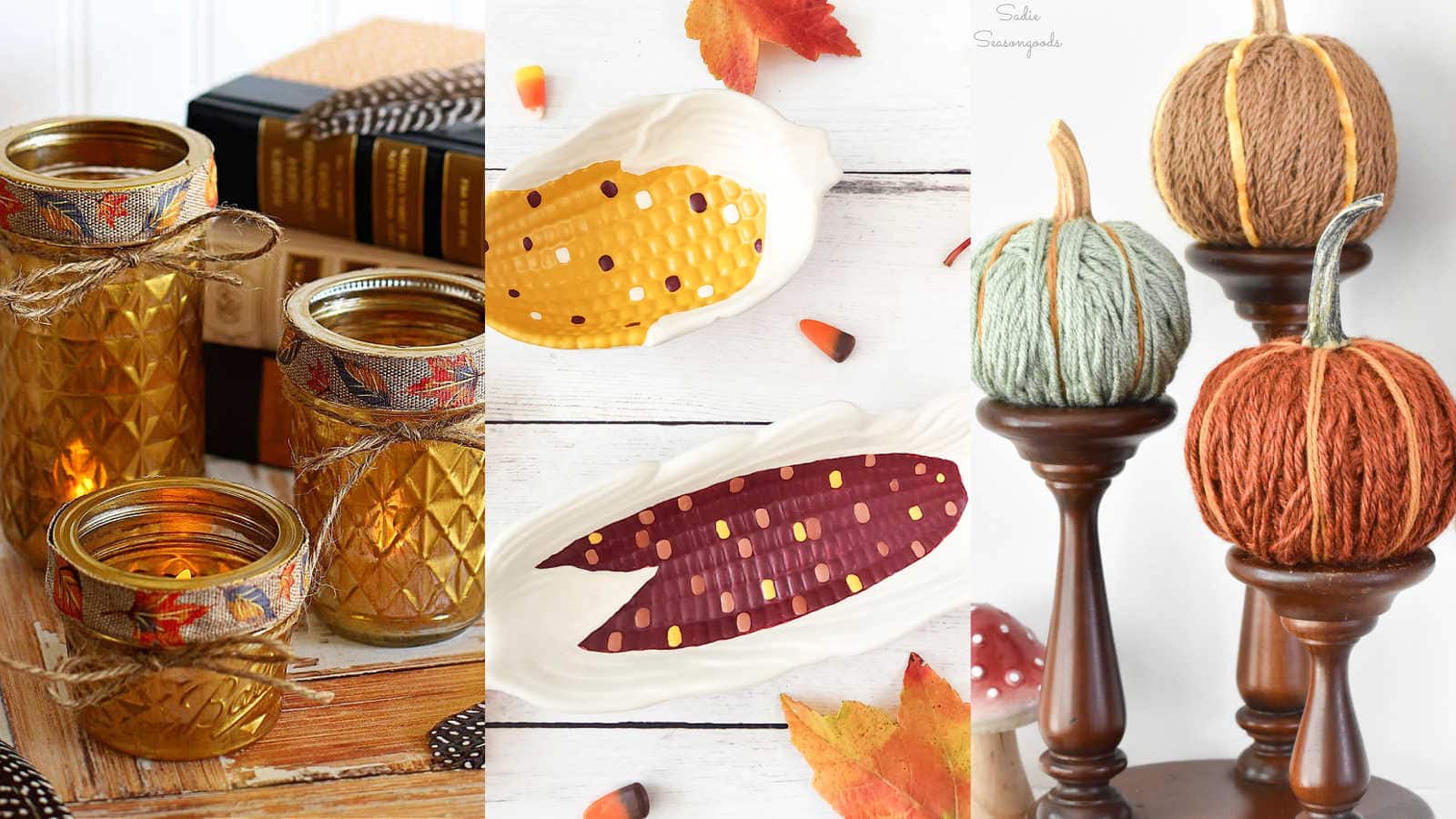 fall decorations from thrift store finds