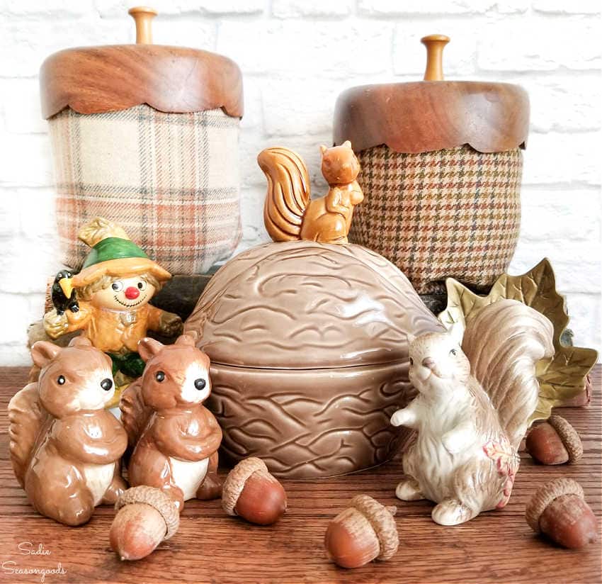 fall inspired ceramics from the thrift store