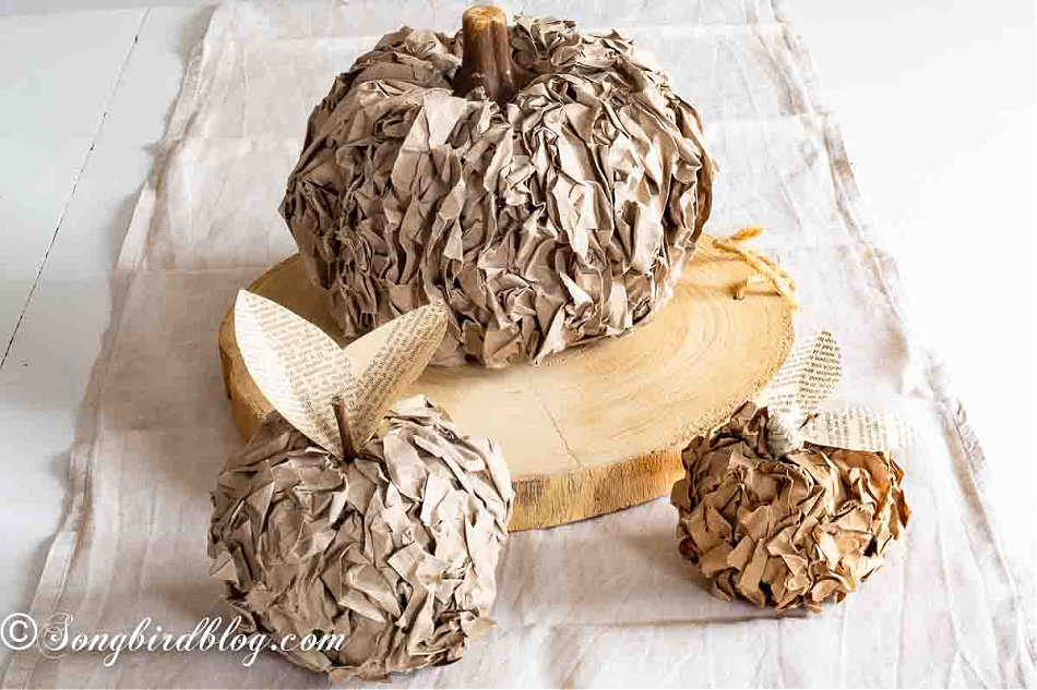 diy pumpkins from brown paper