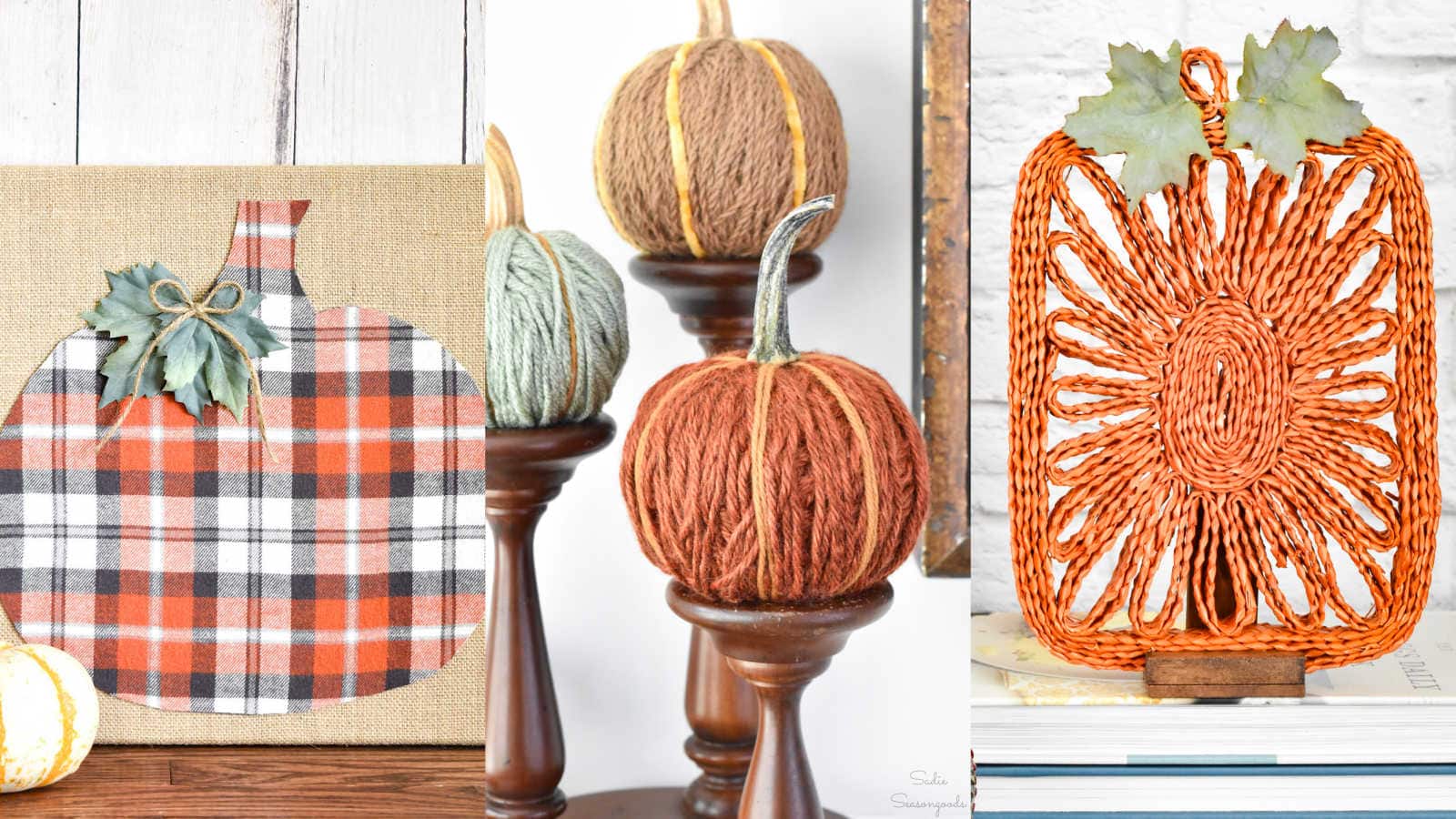 thrifty fall decor with diy pumpkins
