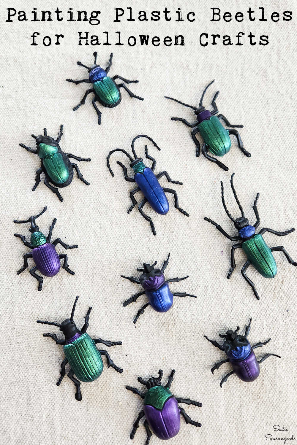 how to paint plastic bugs like iridescent beetles
