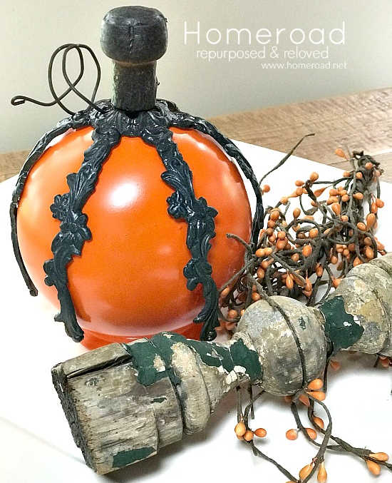 diy pumpkin from a vintage light fixture