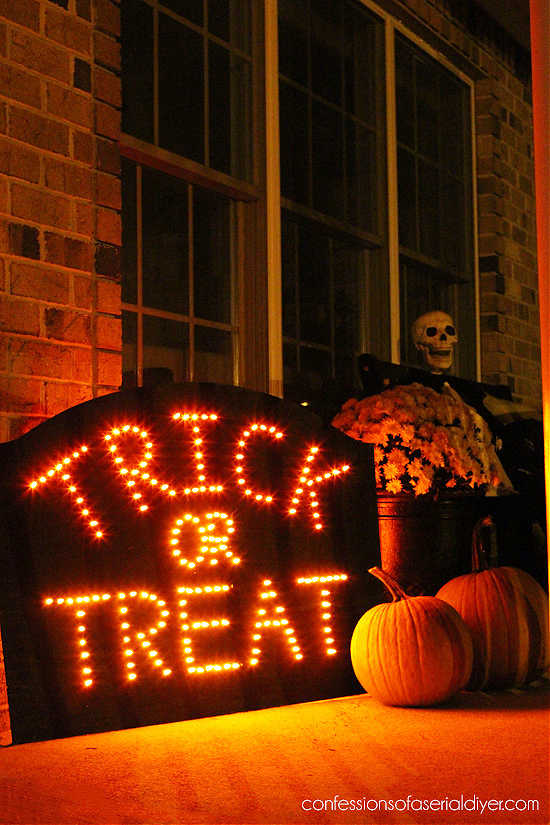 lighted halloween sign