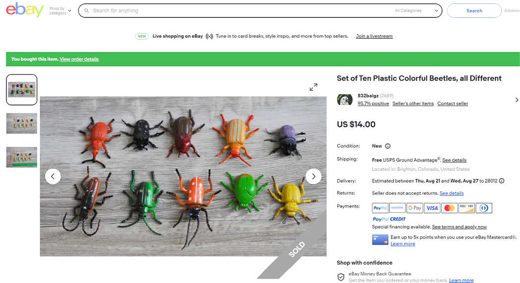 plastic beetles for a halloween wreath