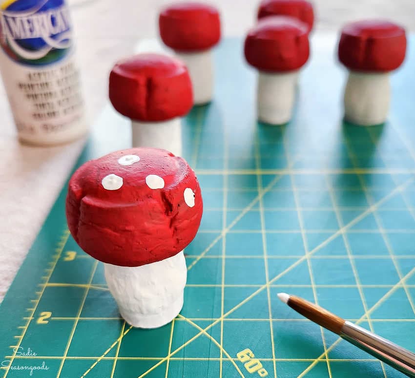 mushroom cap spots with white paint