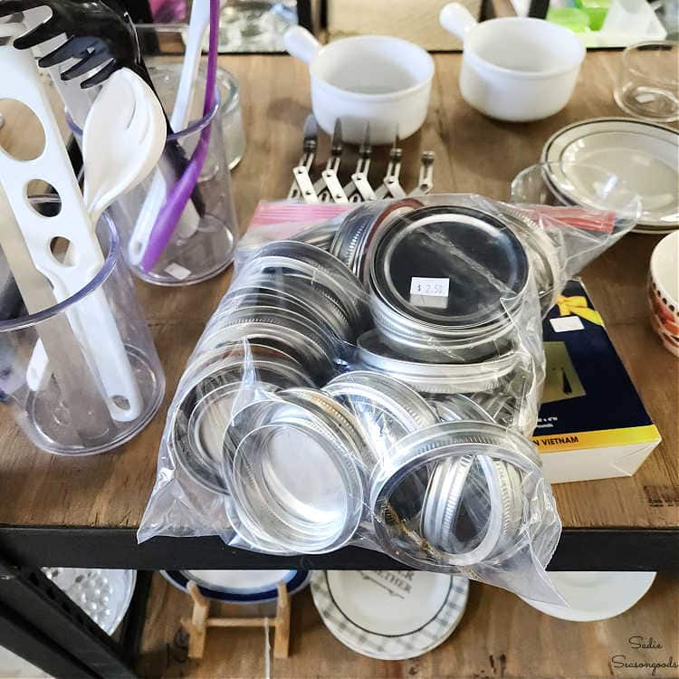 mason jar lids at a thrift store