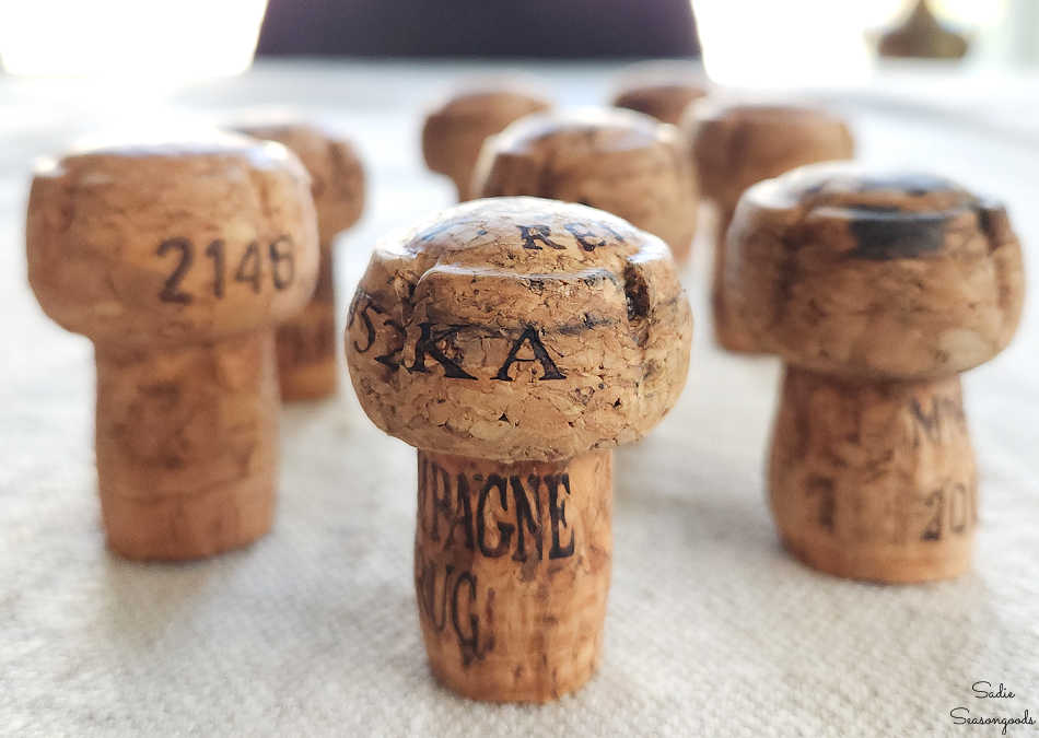 making mushrooms from champagne corks