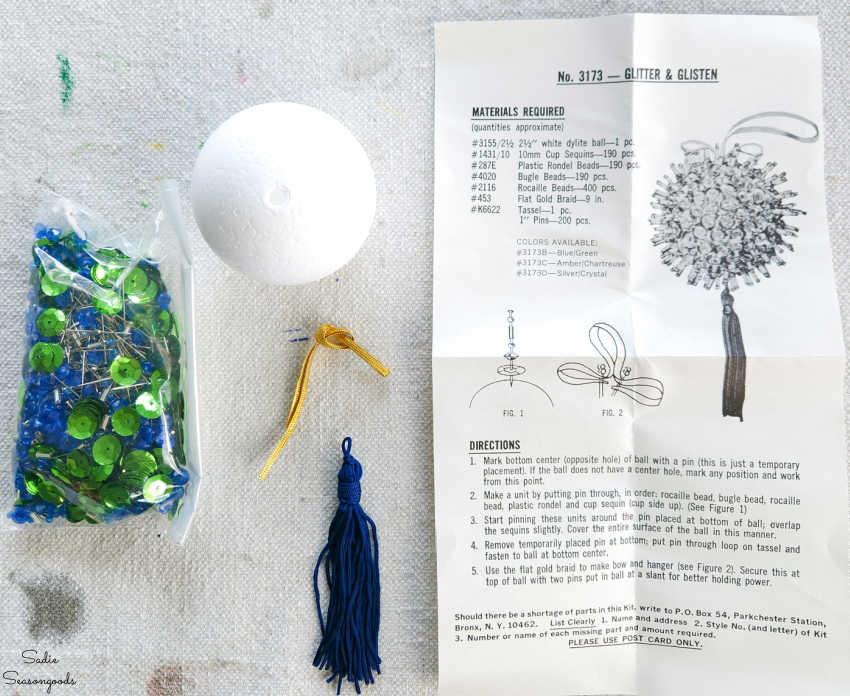 components of a beaded ornament kit