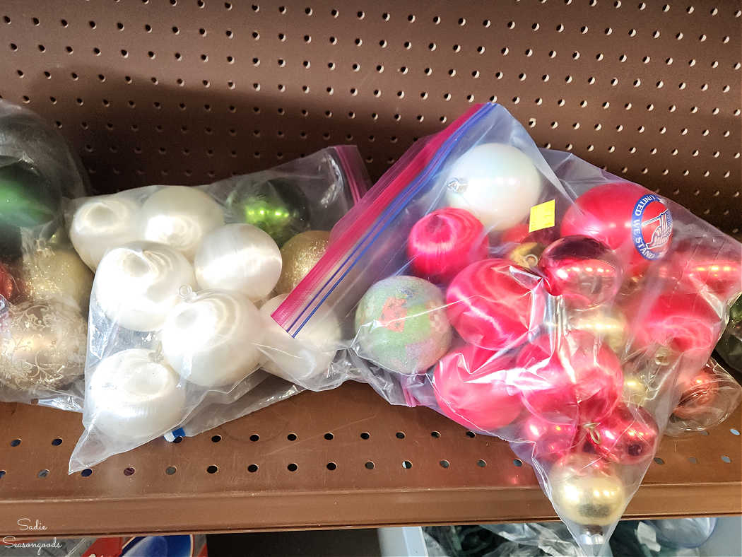 bags of satin ball ornaments