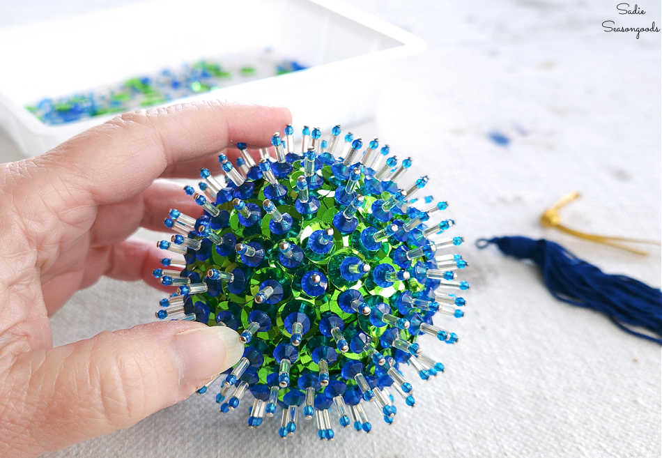 retro beaded ornament from a craft kit