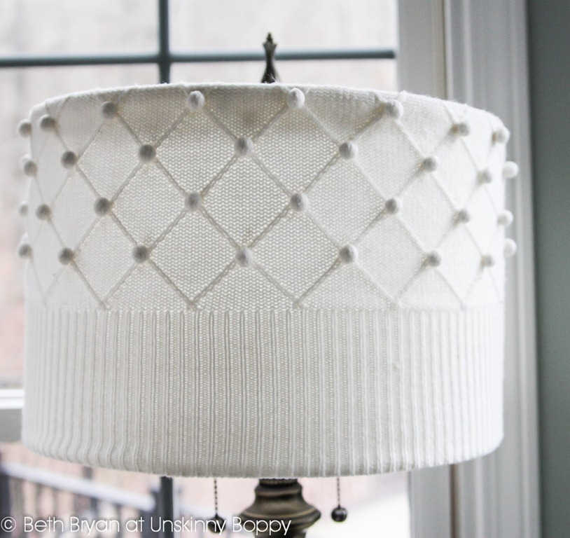 recovered lampshade with a sweater