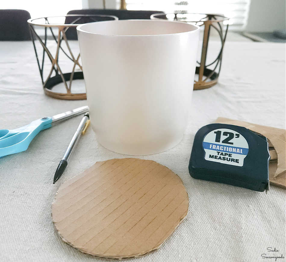 cardboard base for a diy plant pot