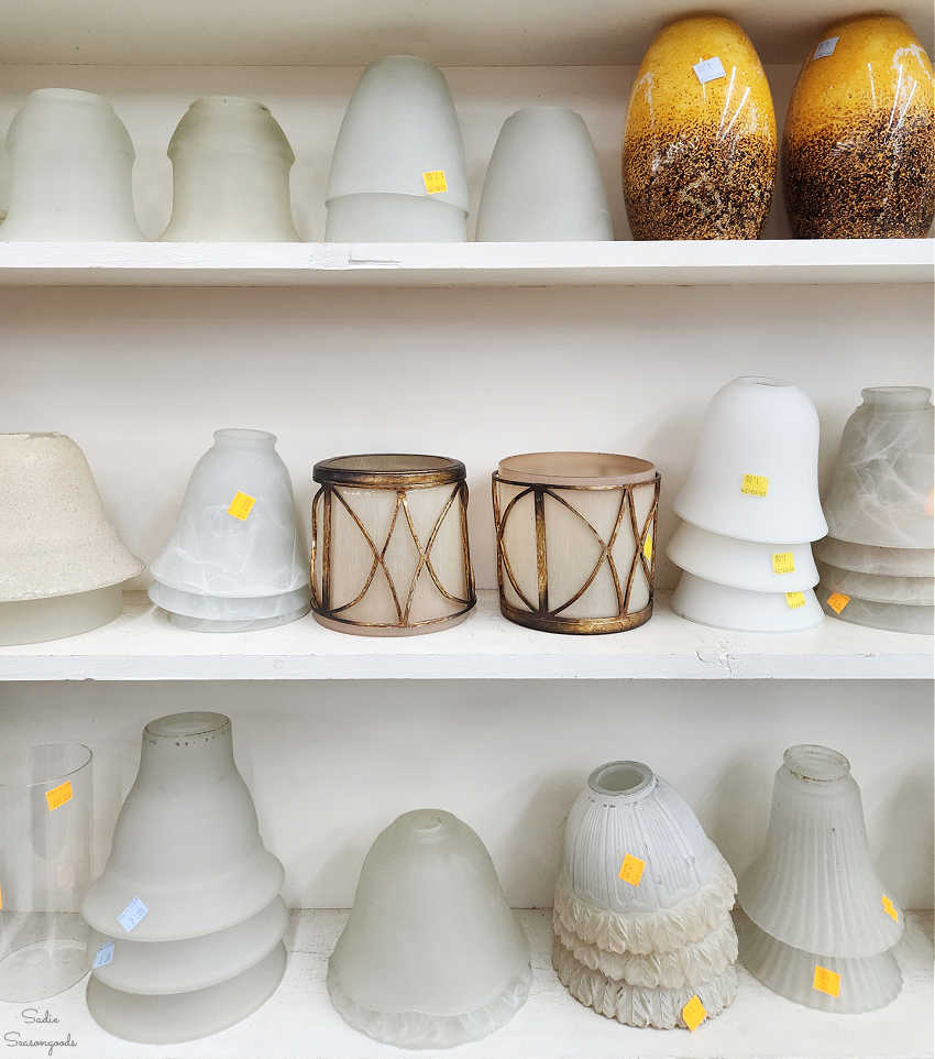 glass shades at thrift store