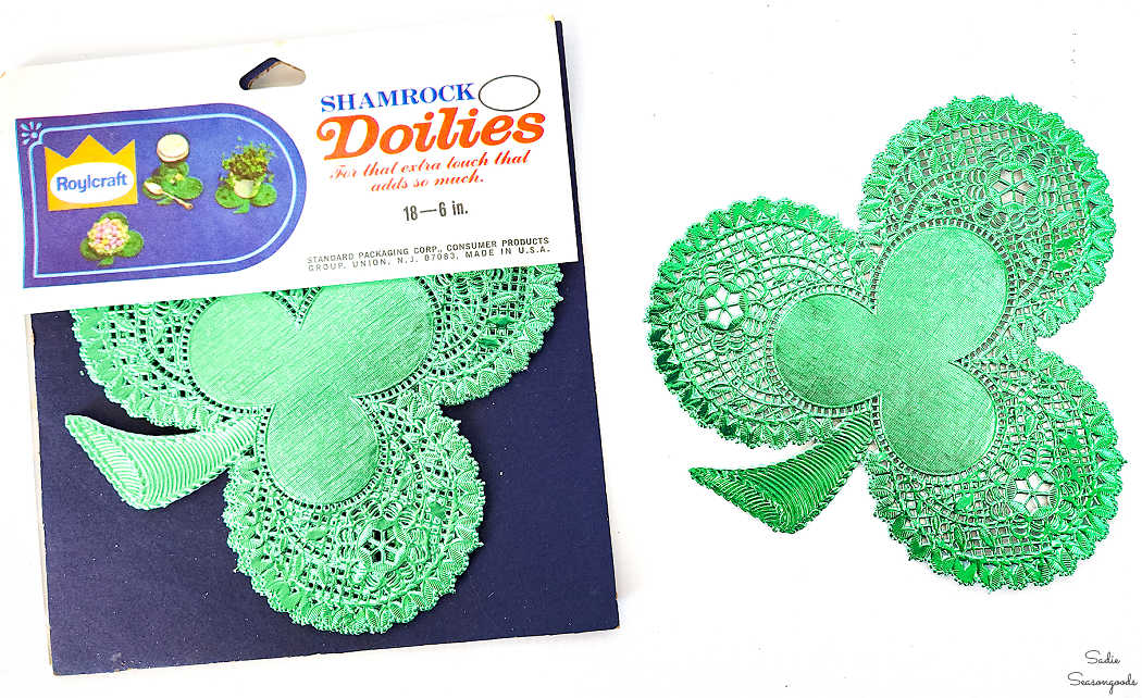 green foil shamrock doily