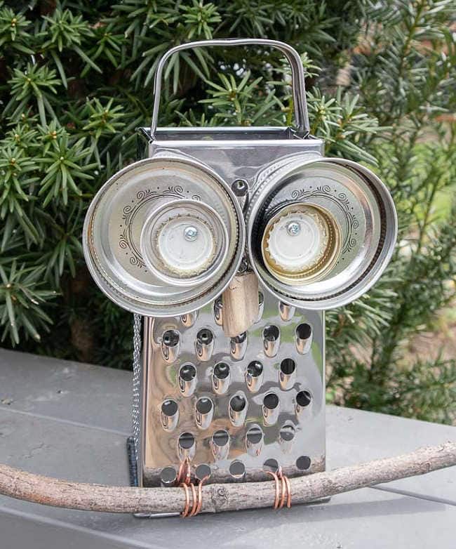 assemblage owl from kitchen tools