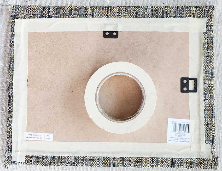 covering the fabric edges with masking tape.