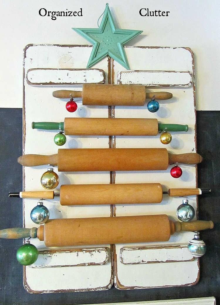 christmas tree made of rolling pins