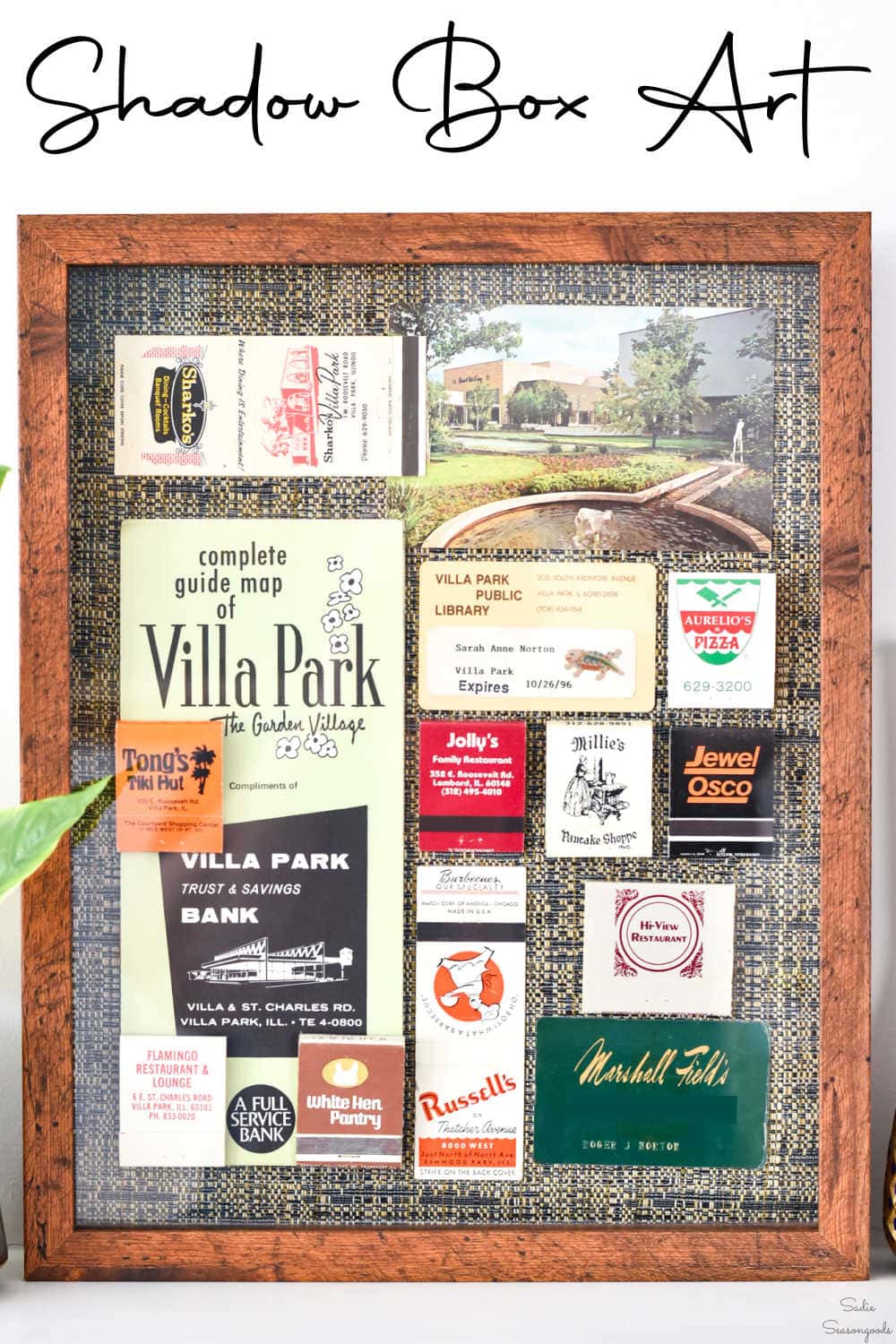 shadow box art with vintage matchbooks