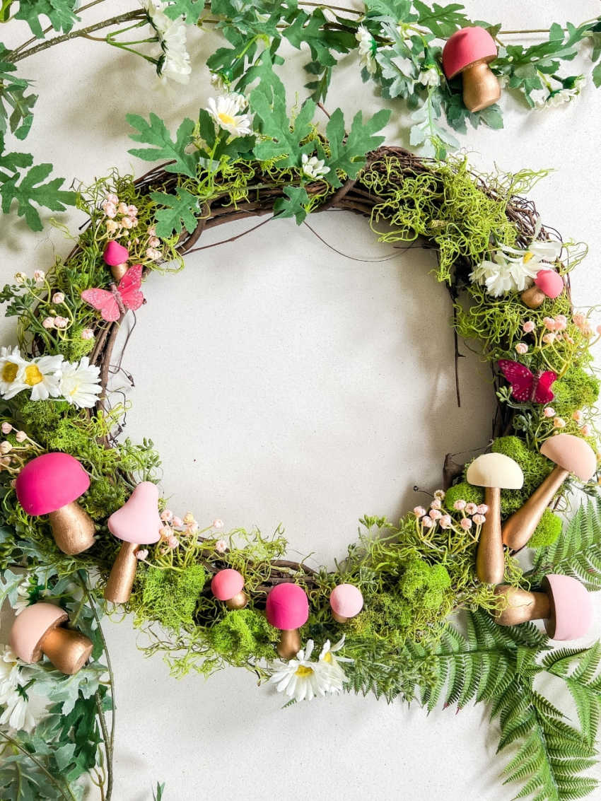 mushroom wreath for spring
