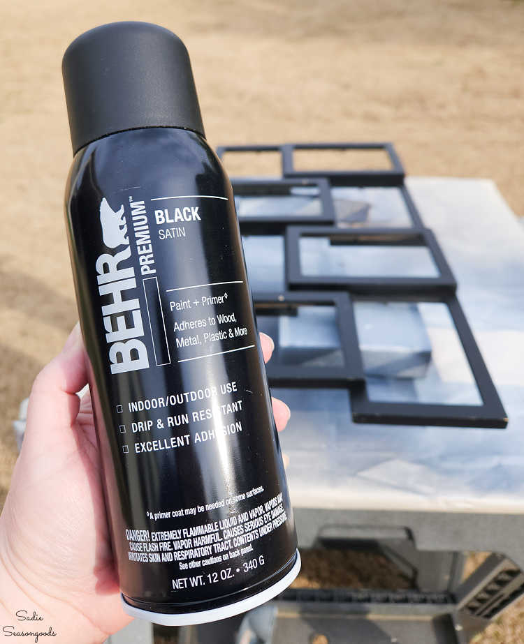 spray painting the frame black