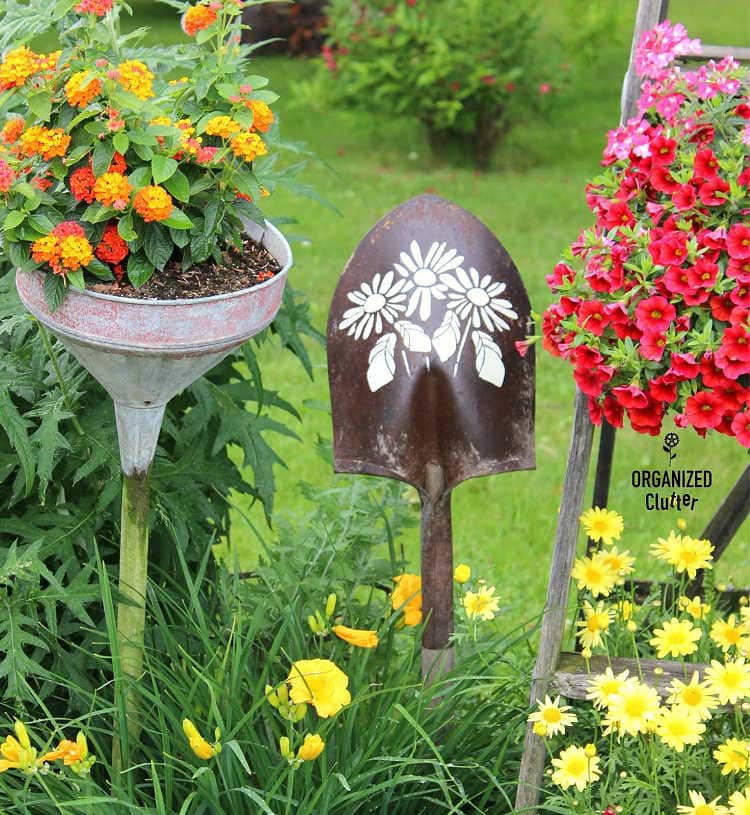 garden decoration with an old spade
