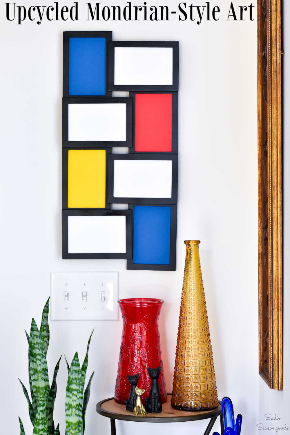 upcycled wall art inspired by piet mondrian