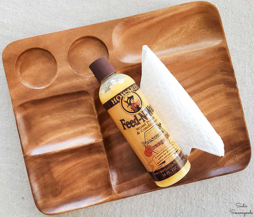 wood polish and conditioner for a wooden tray
