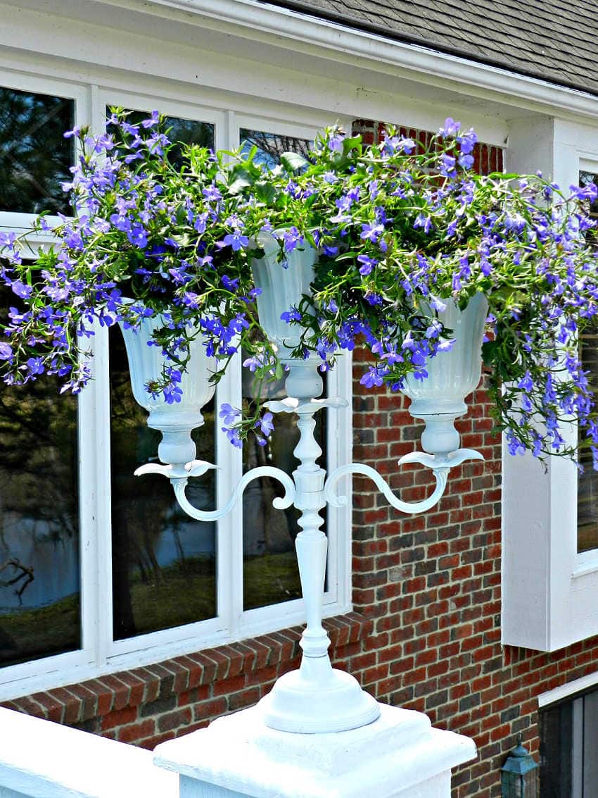 upcycled candelabra with ceiling fan shades