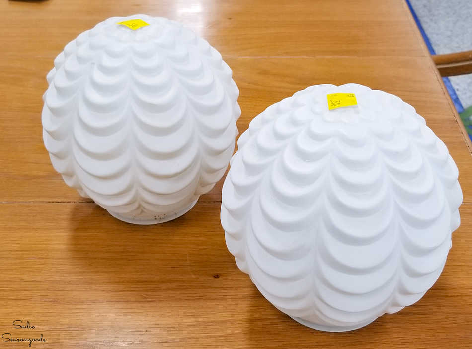 glass light globes at a thrift store