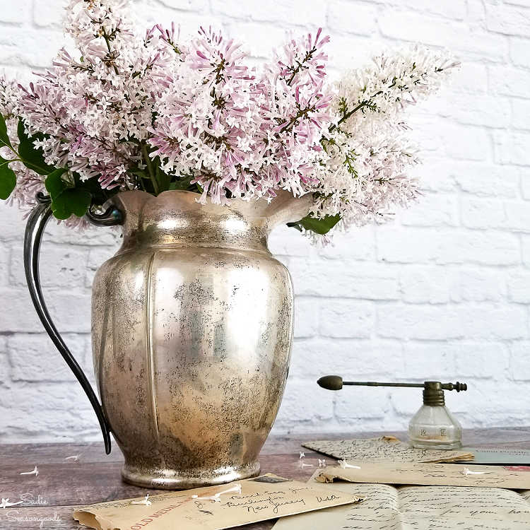 using a silver plate pitcher as a vase