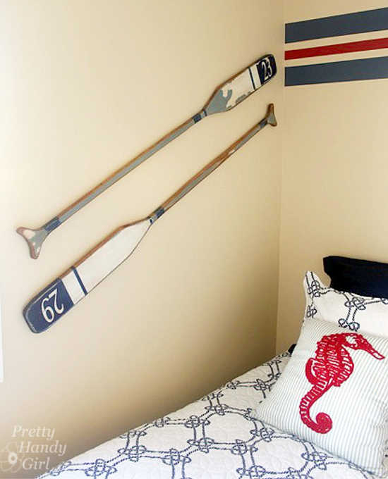 nautical makeover on wooden oars