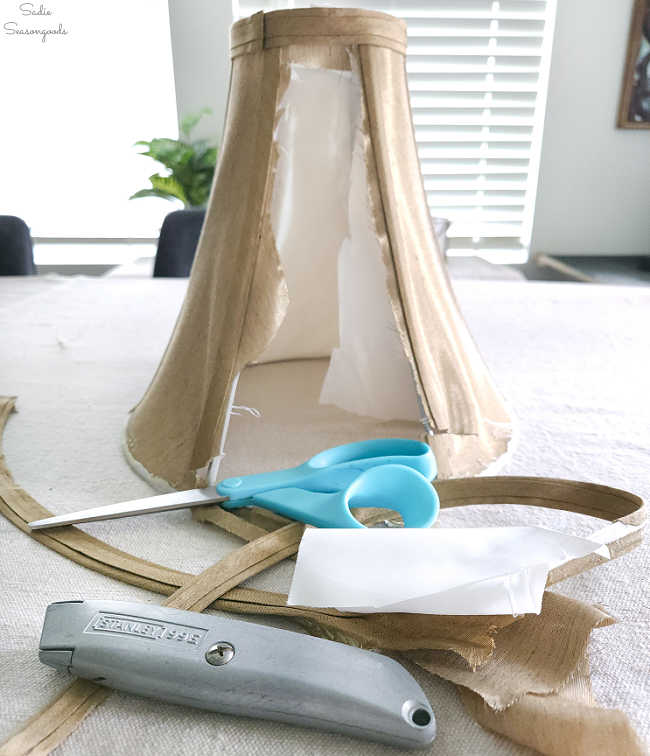 removing the fabric from a lampshade