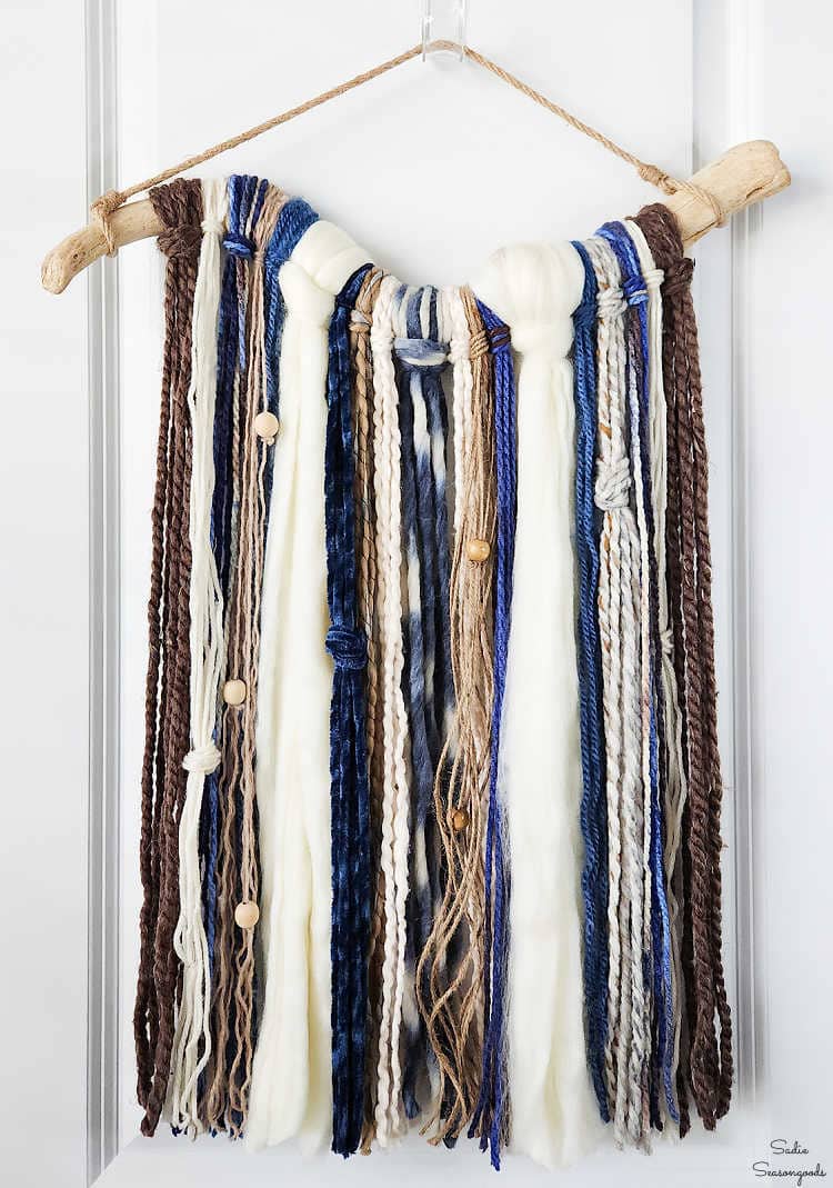 wall decor idea with leftover yarn