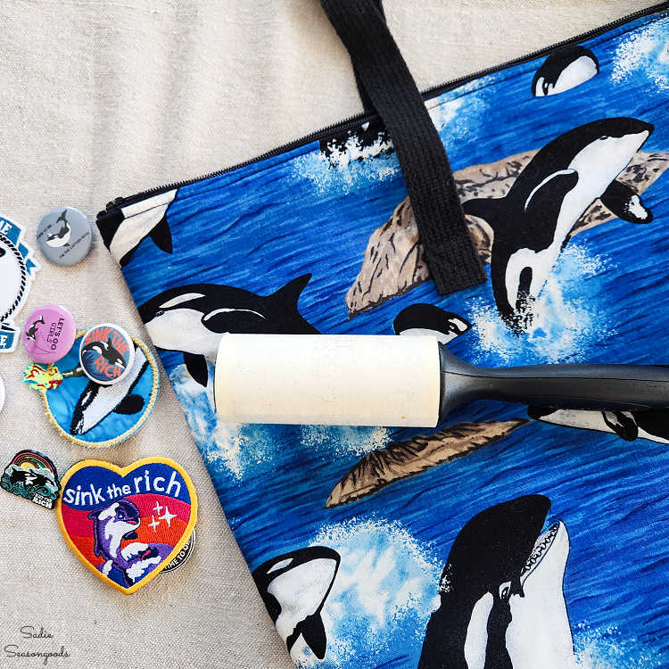 preparing a fabric bag for patches