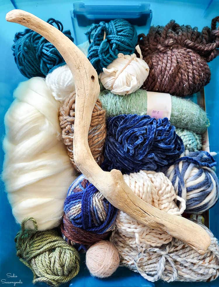 craft supplies for a yarn wall hanging