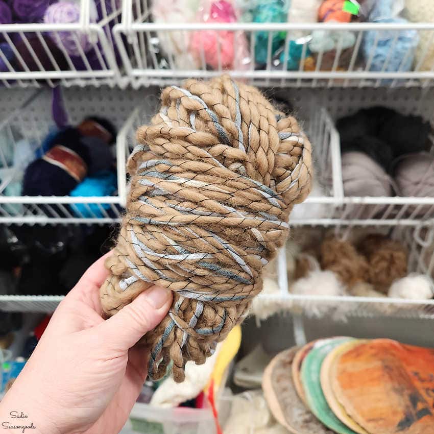 partial skein of yarn at a craft thrift store